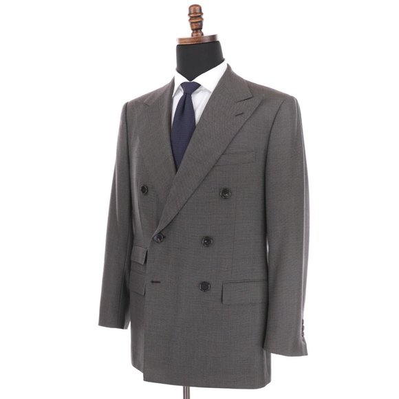 Ralph Lauren Purple Label Suit 42L Brown/Tan Birdseye Double Breasted Wool - Picture 6 of 16